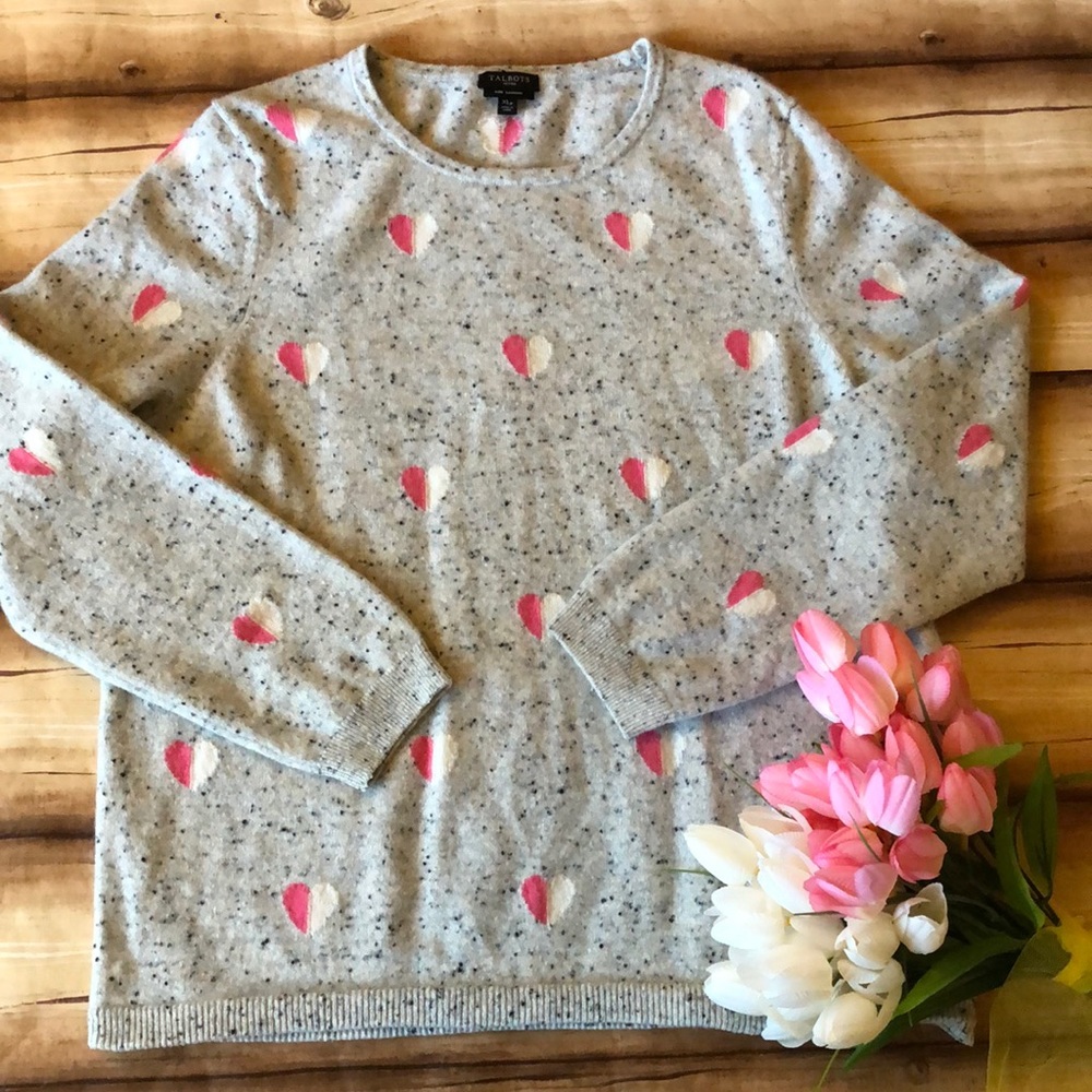Talbots cashmere sweater with hearts. NWOT.